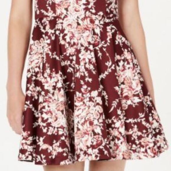 B. Darlin Floral Fit & Flare Mini Dress Sz 3 /4 Red Sleeveless Prom Wedding Glam - Picture 11 of 14